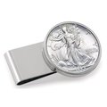 Upm Global UPM Global 13167 Silver Walking Liberty Half Dollar Stainless Steel Silvertone Coin Money Clip 13167